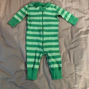 Hanna Andersson, size 50/ 0-6M, green stripe organic cotton sleeper